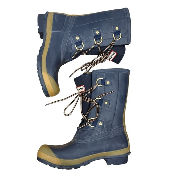 Hunter Boots Sascha Blue Lace Up Rain Boots Size 7F/ 6M - Picture 11 of 12